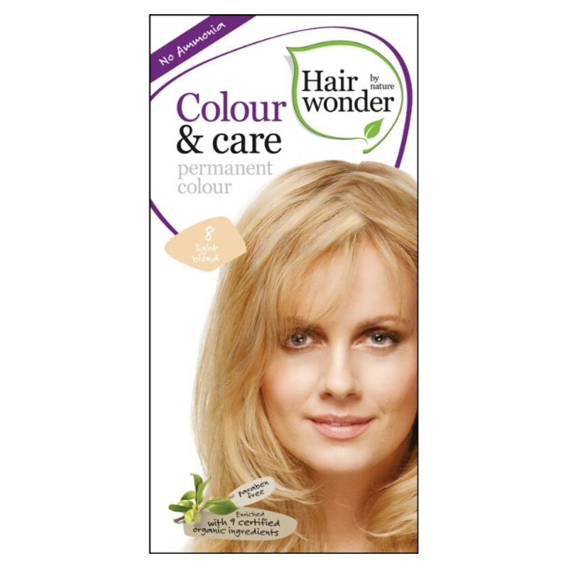 Pomačkaný obal Hairwonder Dlouhotrvající barva BIO SVĚTLÁ BLOND 8 100 ml
