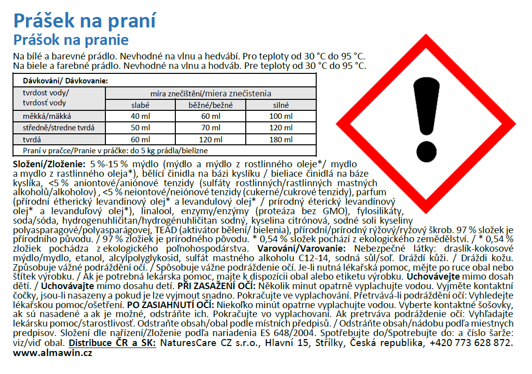 ALMAWIN Prášek na praní 4,6 kg