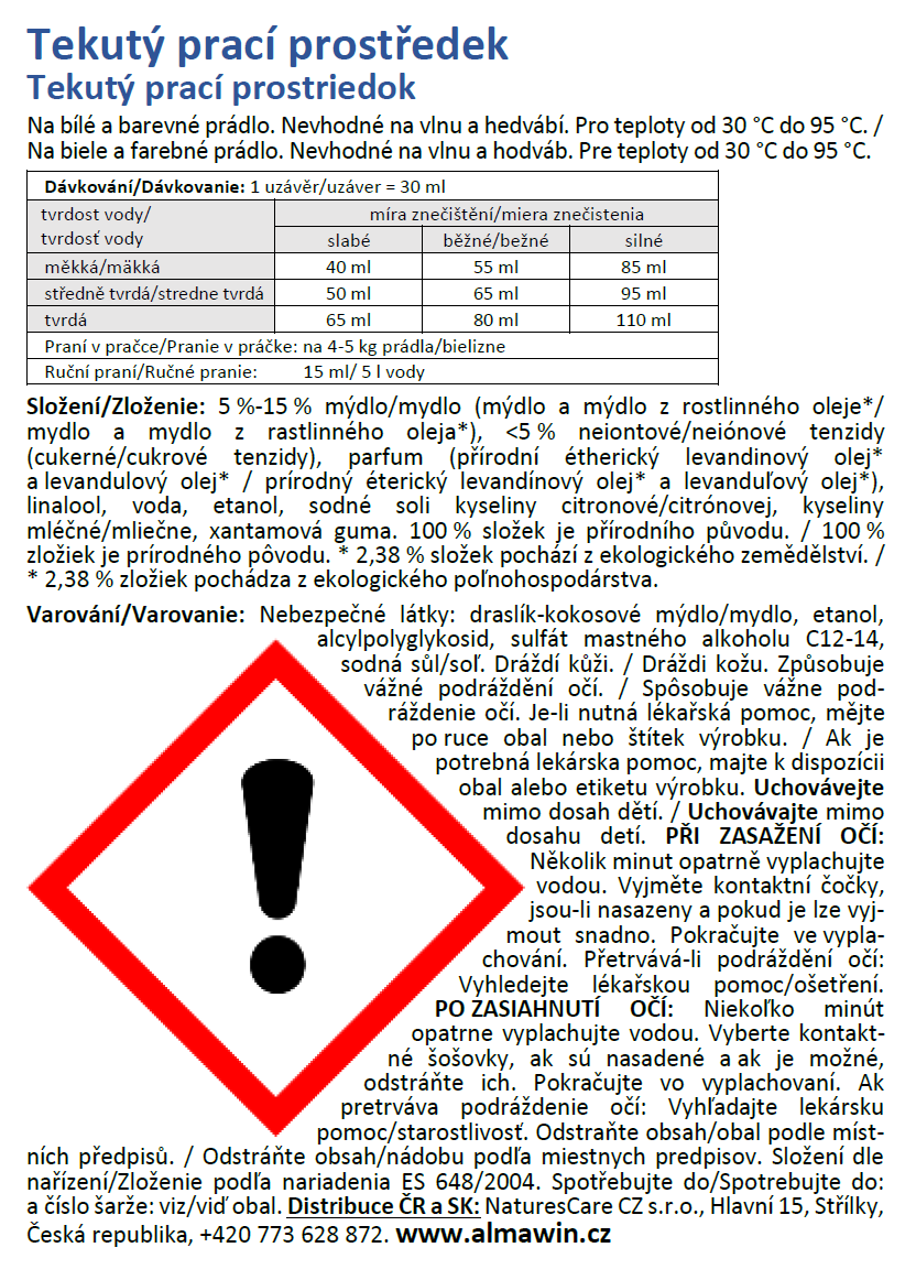 ALMAWIN Tekutý prací prostředek 1,5 l - ekonom
