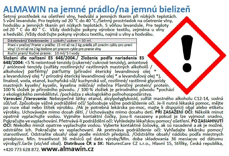 ALMAWIN Tekutý prací prostředek na jemné prádlo 750 ml