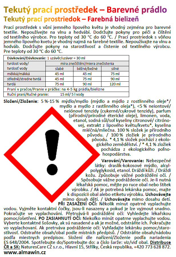 ALMAWIN Tekutý prací prostředek COLOR 1,5 l - ekonom