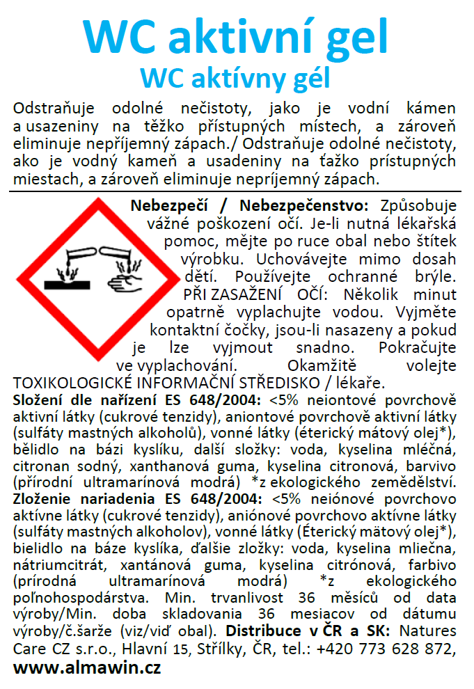 ALMAWIN WC aktivní gel 750 ml