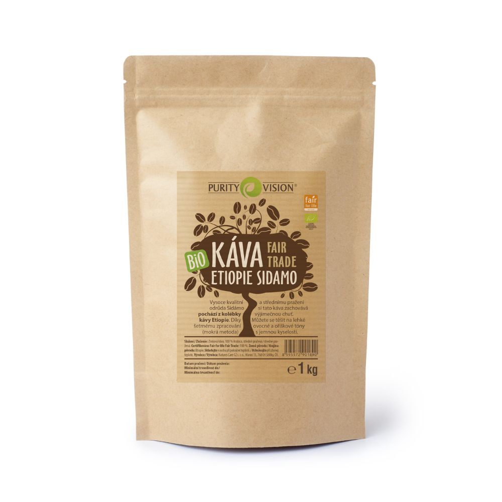 PURITY VISION Fair Trade Bio Zrnková káva Etiopie Sidamo 1 kg
