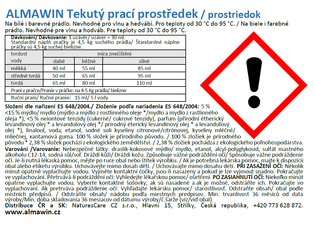 ALMAWIN Tekutý prací prostředek 750 ml