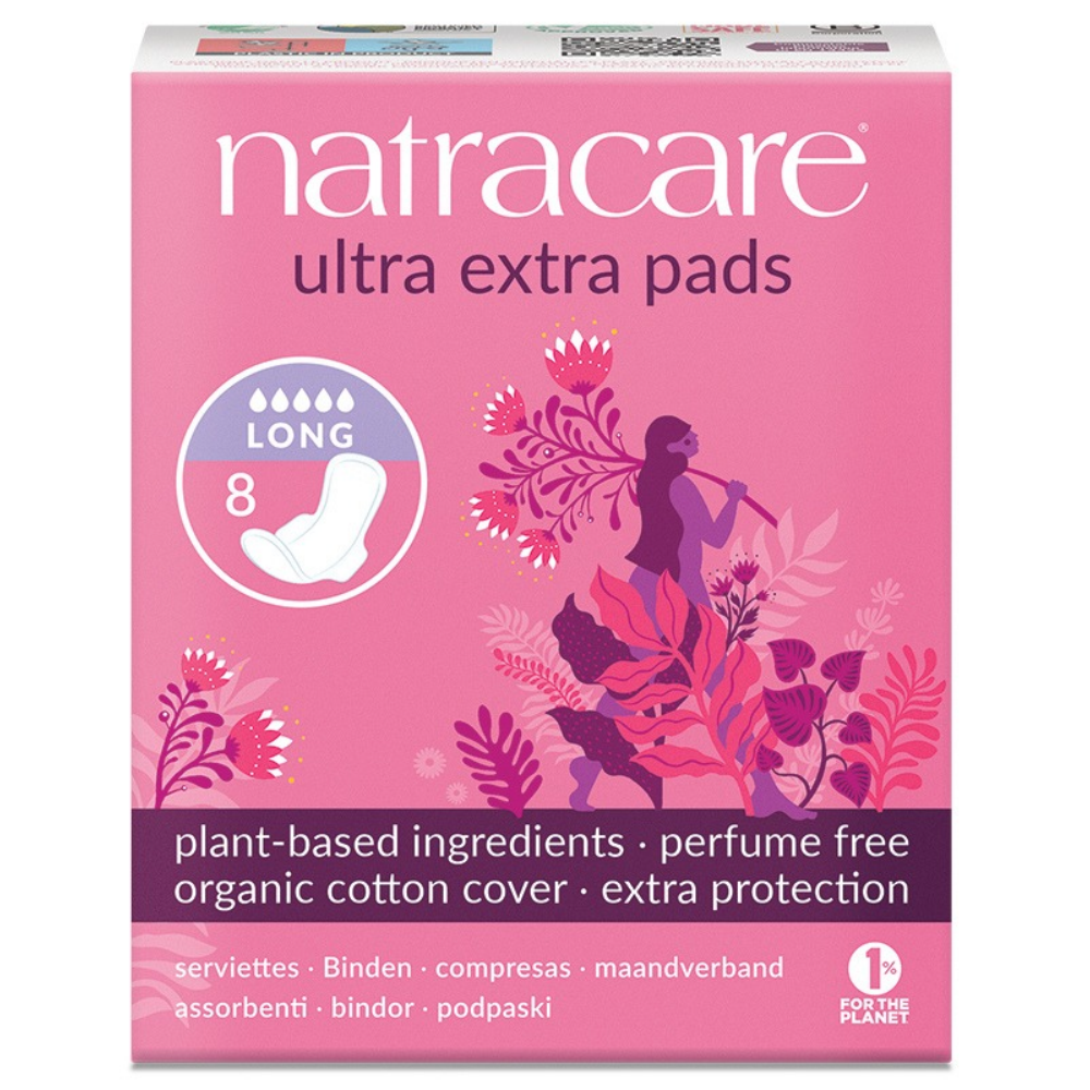 NATRACARE Menstruační vložky Ultra Extra LONG s křidélky 8 ks