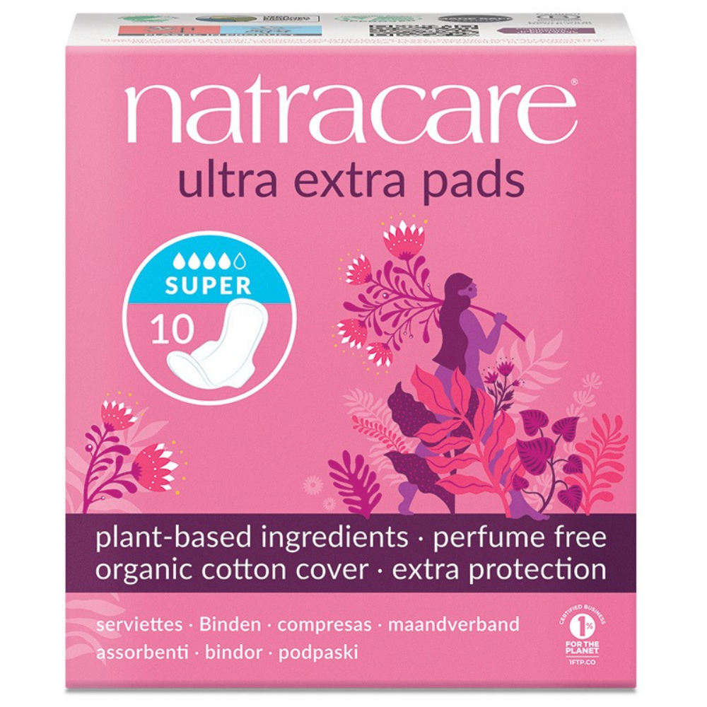 NATRACARE Menstruační vložky Ultra Extra SUPER s křidélky 10 ks