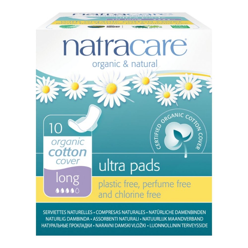 Pomačkaný obal NATRACARE Menstruační vložky Ultra LONG s křidélky 10 ks