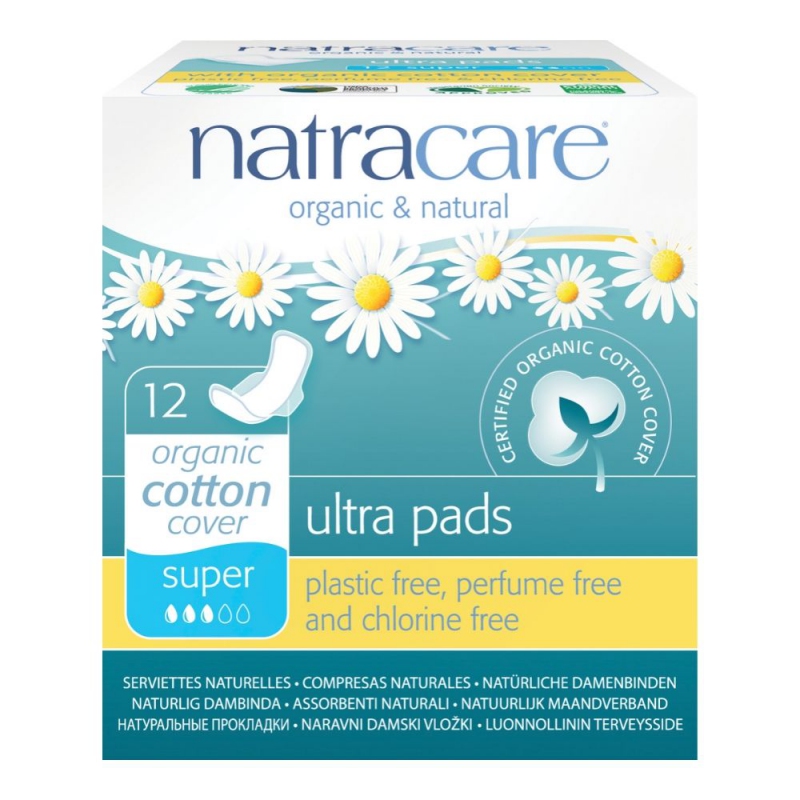 Pomačkaný obal NATRACARE Menstruační vložky Ultra SUPER s křidélky 12 ks