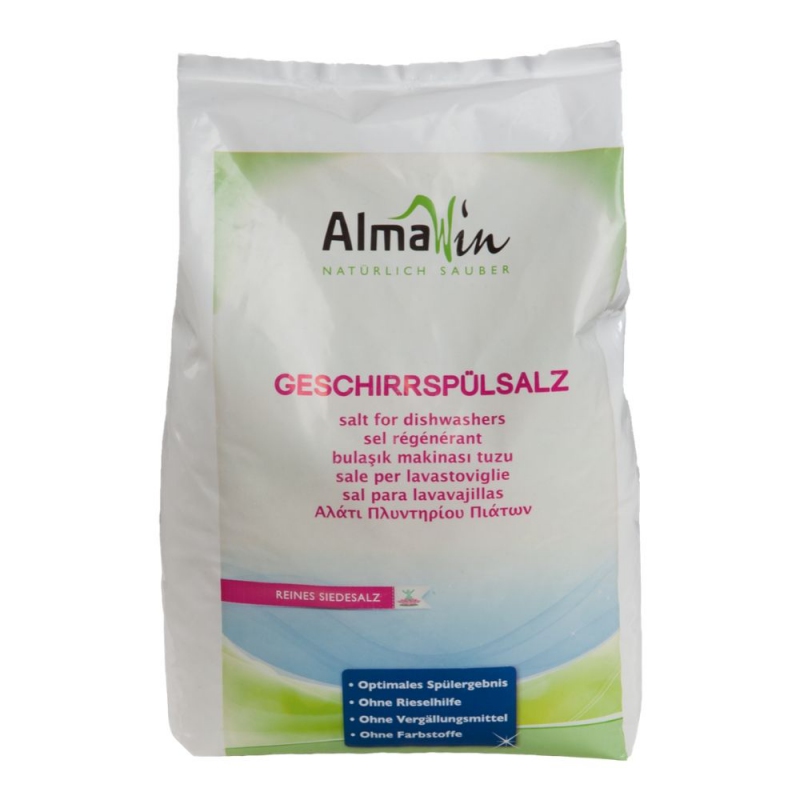 Pomačkaný obal ALMAWIN Regenerační sůl do myčky 2 kg