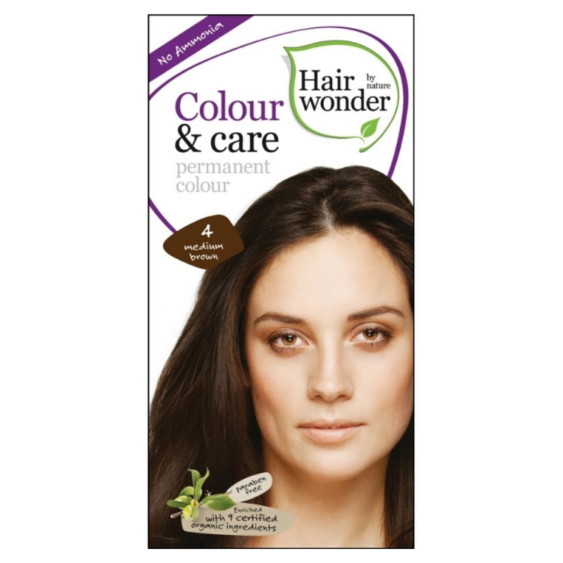 Pomačkaný obal Hairwonder Dlouhotrvající barva STŘEDNĚ HNĚDÁ 4 100 ml