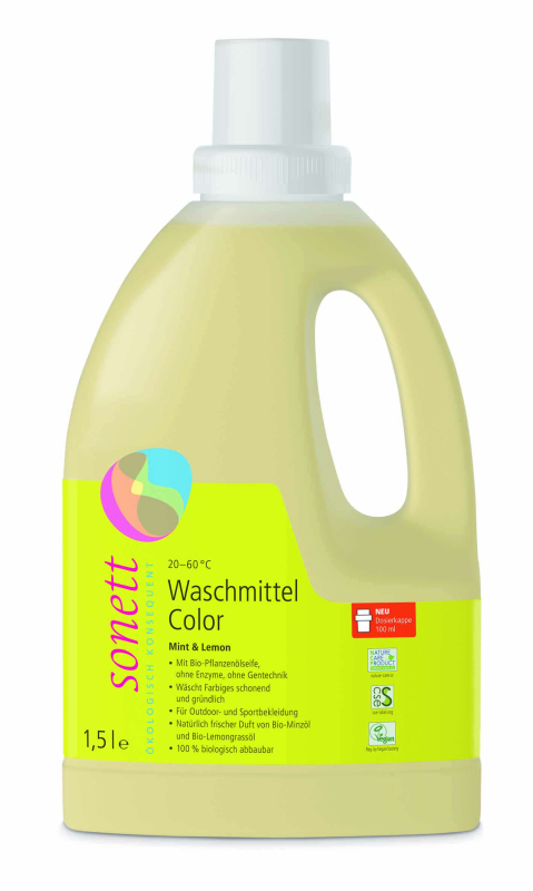 Pomačkaný obal SONETT Prací gel na barevné prádlo 1,5 l