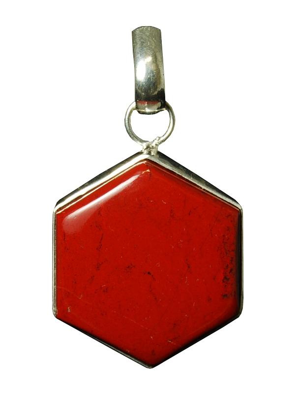 Amulet červený Jaspis šestiúhelník