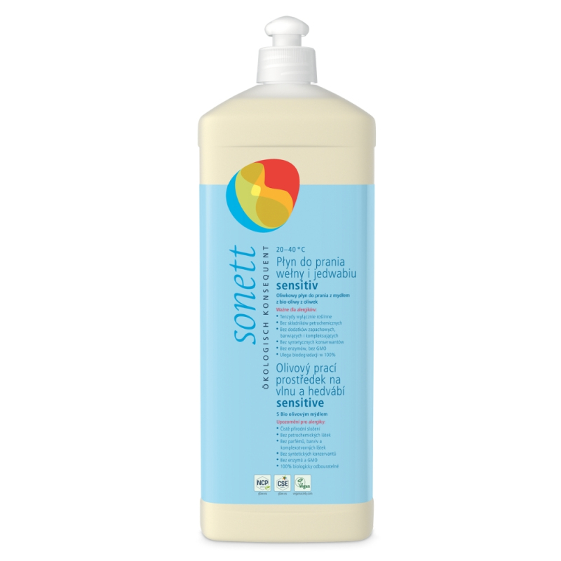 Pomačkaný obal SONETT Olivový prací gel na vlnu a hedvábí - Sensitive 1 l
