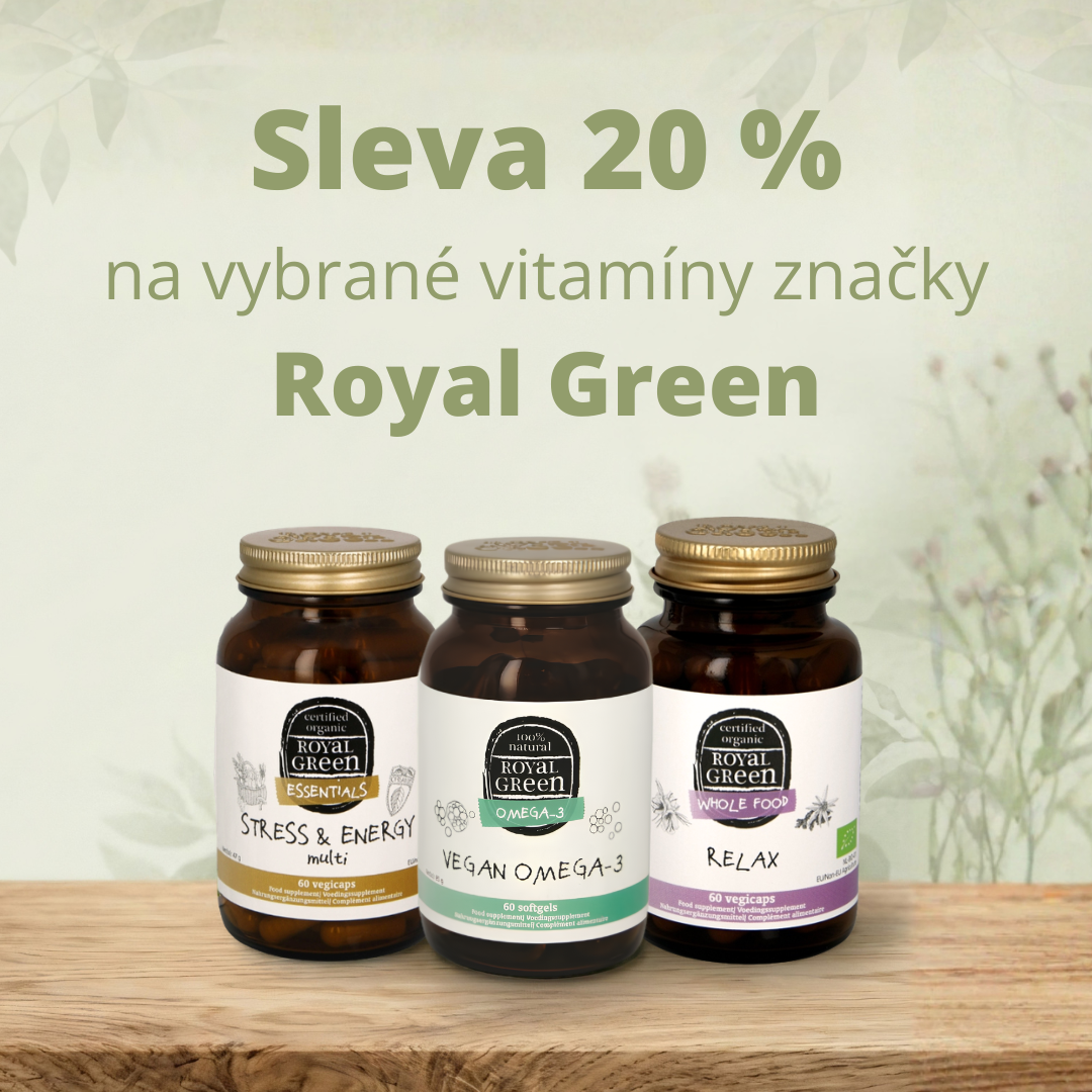 Najděte rovnováhu s Royal Green. Bio Ashwagandha, Kurkuma a další doplňky pro zvládání stresu nyní se slevou 20 %. Dopřejte tělu i mysli přírodní péči.